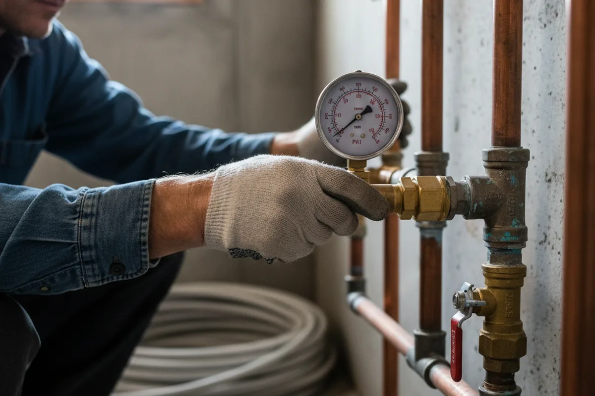 Pressure testing a repaired line during Water Line Repair in Belle Vernon